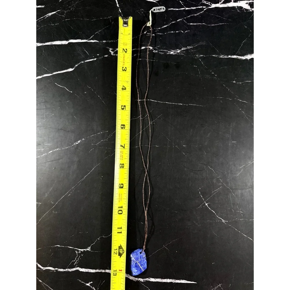 Unpolished Raw Lapis Lazuli Stone Corded 24in Pendant 1in X .75in